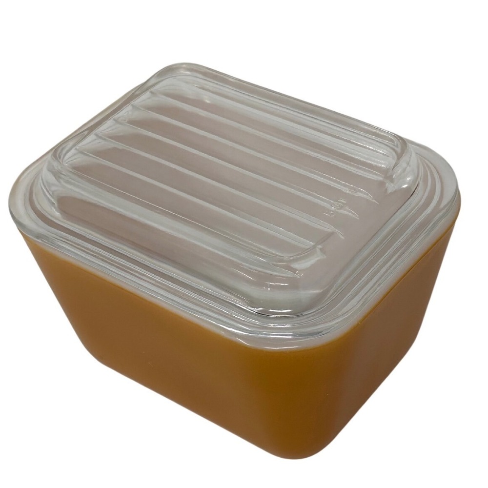 Vintage Pyrex 501 Butterscotch Refrigerator Dish with Lid 1.5 Cup Made in USA - Picture 2 of 8